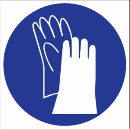 Gloves Symbol Labels, 2.25" H x 2.25" W x 0.004" D, Card of 4 Labels, Blue on White
