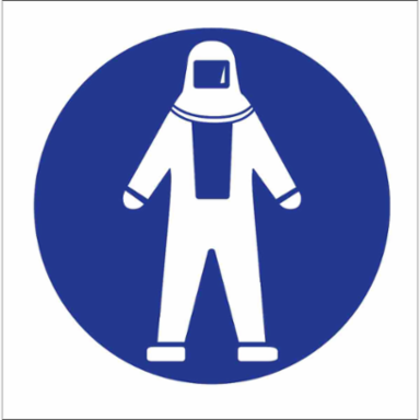 Full Protection Suit Symbol Labels, 1.5" H x 1.5" W x 0.004" D, Card of 9 Labels, Blue on White