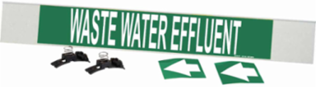 Waste Water Effluent Pipe Marker, 4" H x 24" W, Fits Pipes 8" Dia. or Larger