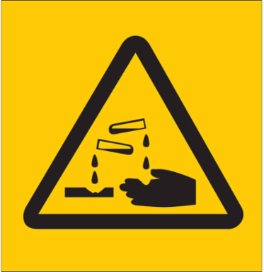 Corrosive Symbol Labels, 1.125" H x 1.125" W x 0.004" D