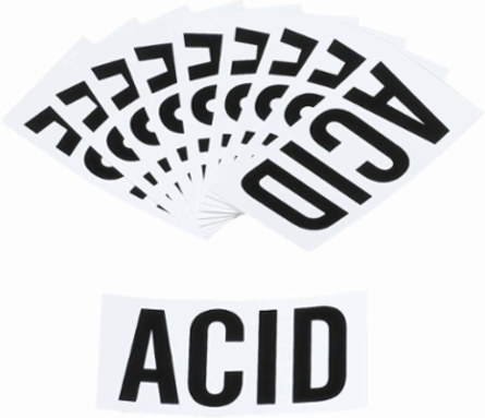 ACID Labels, 2 Inch H x 4 Inch W, Vinyl, Self-Adhesive, Gloss Finish