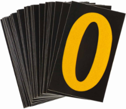 Reflective Number and Letter Labels, 1.875 Inch H x 1.375 Inch W, Pack of 25, Yellow on Black
