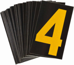 Reflective Number and Letter Labels, 1.875 Inch H x 1.375 Inch W, Pack of 25, Yellow on Black