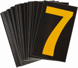 Reflective Number & Letter Labels, 1.875 Inch H x 1.375 Inch W, Pack of 25, Yellow on Black