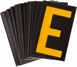 Reflective Number and Letter Labels, 1.875 Inch H x 1.375 Inch W, Pack of 25, Yellow on Black