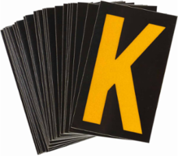Reflective Number and Letter Labels 1.875 Inch H x 1.375 Inch W, Pack of 25, Yellow on Black
