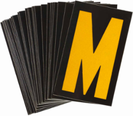 Reflective Number and Letter Labels, 1.875 Inch H x 1.375 Inch W, Pack of 25, Yellow on Black
