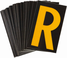Reflective Number and Letter Labels, 1.875 Inch H x 1.375 Inch W, Pack of 25, Yellow on Black