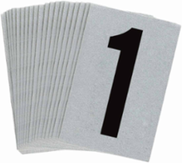 Reflective Number and Letter Labels, 1.5 Inch H x 1 Inch W, Pack of 25, Black on Silver