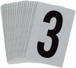 Reflective Number and Letter Labels, 1.5 Inch H x 1 Inch W, Pack of 25, Black on Silver