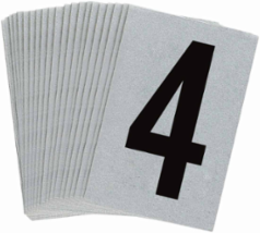 Reflective Number and Letter Labels, 1.5 Inch H x 1 Inch W, Pack of 25, Black on Silver