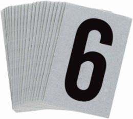 Reflective Number & Letter Labels, 1.5 Inch H x 1 Inch W, Pack of 25, Black on Silver