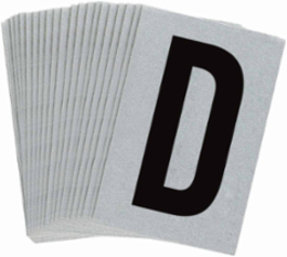 Reflective Number and Letter Labels, 1.5 Inch H x 1 Inch W, Pack of 25, Black on Silver