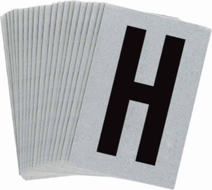 5900 Reflective Letter & Number Labels, 1.5 Inch H x 1 Inch W, Pack of 25, Black on Silver