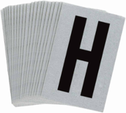 5900 Reflective Letter & Number Labels, 1.5 Inch H x 1 Inch W, Pack of 25, Black on Silver