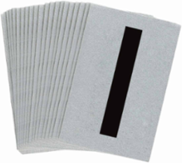 Reflective Number and Letter Labels, 1.5 Inch H x 1 Inch W, Black on Silver, Pack of 25