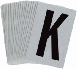 Reflective Letter & Number Labels, 1.5 Inch H x 1 Inch W, Black on Silver, Pack of 25