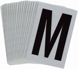 Reflective Number and Letter Labels, 1.5 Inch H x 1 Inch W, Pack of 25, Black on Silver