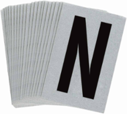 5900 Reflective Number & Letter Labels, 1.5 Inch H x 1 Inch W, Pack of 25, Black on Silver