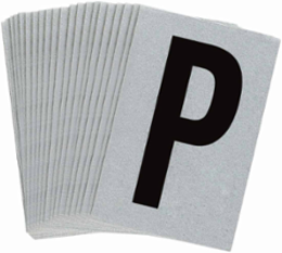 Reflective Number & Letter Labels 1.5 Inch H x 1 Inch W, Pack of 25, Black on Silver