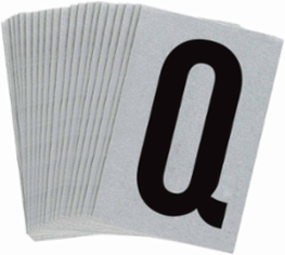 Reflective Number & Letter Labels, 1.5 Inch H x 1 Inch W, Pack of 25, Black on Silver