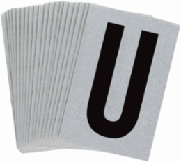 Reflective Number & Letter Labels, 1.5 Inch H x 1 Inch W, Pack of 25, Black on Silver