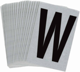 5900 Reflective Number and Letter Labels, 1.5 Inch H x 1 Inch W, Pack of 25, Black on Silver