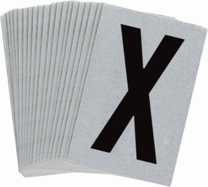 5900 Reflective Letter & Number Labels 1.5 Inch H x 1 Inch W, Pack of 25, Black on Silver