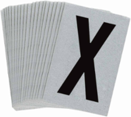 5900 Reflective Letter & Number Labels 1.5 Inch H x 1 Inch W, Pack of 25, Black on Silver