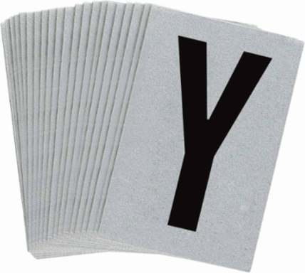 5900 Reflective Labels, 1.5 Inch H x 1 Inch W, Pack of 25, Black on Silver, Outdoor Use