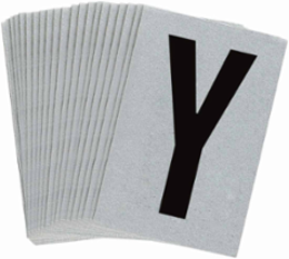 5900 Reflective Labels, 1.5 Inch H x 1 Inch W, Pack of 25, Black on Silver, Outdoor Use