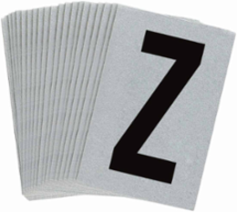 Reflective Number and Letter Labels, 1.5 Inch H x 1 Inch W, Pack of 25, Black on Silver