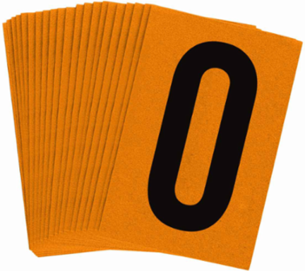 Reflective Number and Letter Labels, 1.5 Inch H x 1 Inch W, Pack of 25, Black on Orange