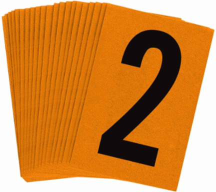 Reflective Number & Letter Labels, 1.5 Inch H x 1 Inch W, Pack of 25, Black on Orange