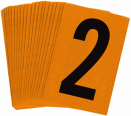 Reflective Number & Letter Labels, 1.5 Inch H x 1 Inch W, Pack of 25, Black on Orange
