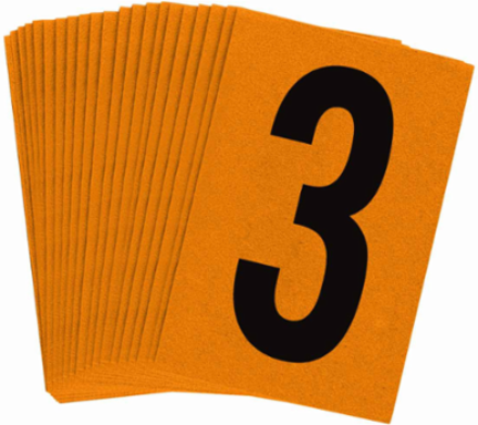 Bradylite Reflective Number Labels, 1.5 Inch H x 1 Inch W, Pack of 25, Black on Orange