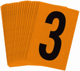 Bradylite Reflective Number Labels, 1.5 Inch H x 1 Inch W, Pack of 25, Black on Orange