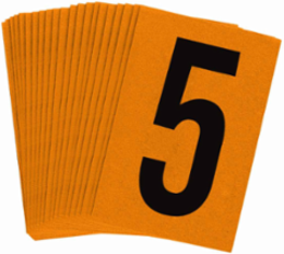 Reflective Number & Letter Labels, 1.5 Inch H x 1 Inch W, Pack of 25, Black on Orange