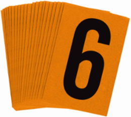 Reflective Number and Letter Labels, 1.5 Inch H x 1 Inch W, Pack of 25, Black on Orange