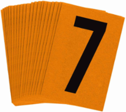 Reflective Number and Letter Labels, 1.5 Inch H x 1 Inch W, Pack of 25, Black on Orange