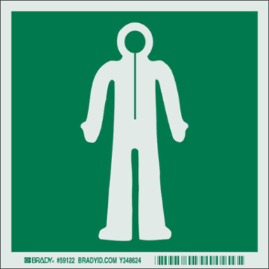BradyGlo Immersion Suit Sign, 6 Inch x 6 Inch, Photoluminescent Polyester