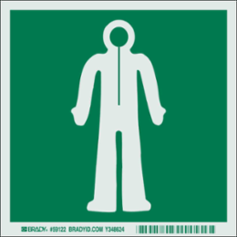 BradyGlo Immersion Suit Sign, 6 Inch x 6 Inch, Photoluminescent Polyester