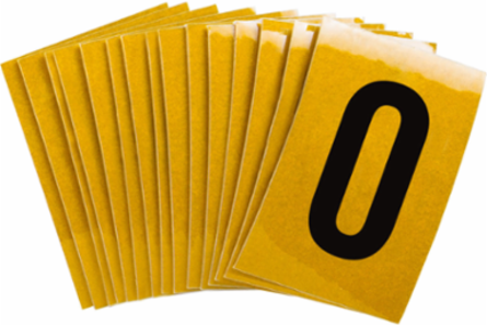 5920 Reflective Number & Letter Labels, 1.5 Inch H x 1 Inch W, Pack of 25, Black on Yellow