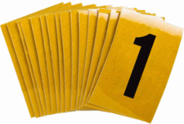 Reflective Number and Letter Labels 1.5 Inch H x 1 Inch W, Pack of 25, Black on Yellow
