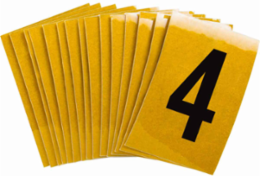 Reflective Number and Letter Labels, 1.5 Inch H x 1 Inch W, Pack of 25, Black on Yellow