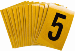 Reflective Number & Letter Labels, 1.5 Inch H x 1 Inch W, Pack of 25, Black on Yellow