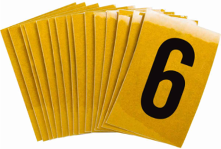 5920 Reflective Number & Letter Labels, 1.5 Inch H x 1 Inch W, Pack of 25, Black on Yellow