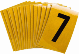 Reflective Number and Letter Labels, 1.5 Inch H x 1 Inch W, Pack of 25, Black on Yellow