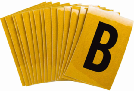 5920 Reflective Letter/Number Labels, 1.5 Inch H x 1 Inch W, Pack of 25, Black on Yellow