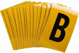 5920 Reflective Letter/Number Labels, 1.5 Inch H x 1 Inch W, Pack of 25, Black on Yellow